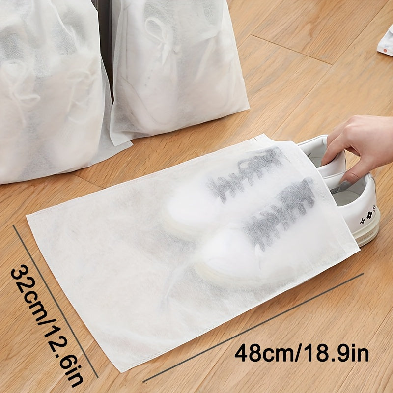 50pcs/52pcs Portable Shoe Storage Bags, Non-Woven Fabric Travel Organizer Pouches, Disposable Dustproof Shoe Covers for White Sneakers, with Drawstring Closure, Shoe Drying Bag, Shoe Drying Cover, Hanging Shoe Organizers