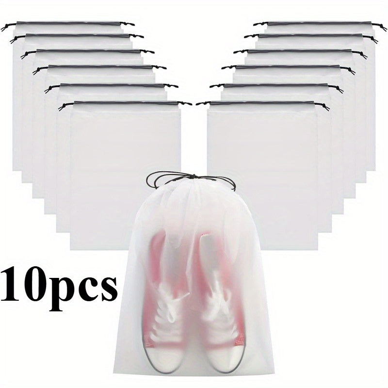 10pcs Shoe Bags for Travel, Clear Travel Shoe Bags for Packing, Large Portable Drawstring Travel Shoe Storage Bag Travel Essentials for Women and Men