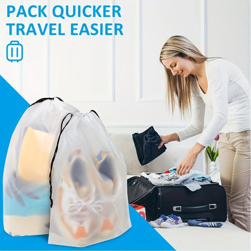 10pcs Shoe Bags for Travel, Clear Travel Shoe Bags for Packing, Large Portable Drawstring Travel Shoe Storage Bag Travel Essentials for Women and Men
