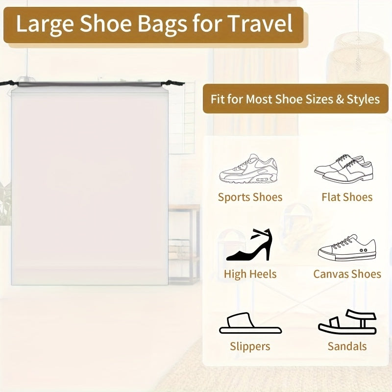 10pcs Shoe Bags for Travel, Clear Travel Shoe Bags for Packing, Large Portable Drawstring Travel Shoe Storage Bag Travel Essentials for Women and Men