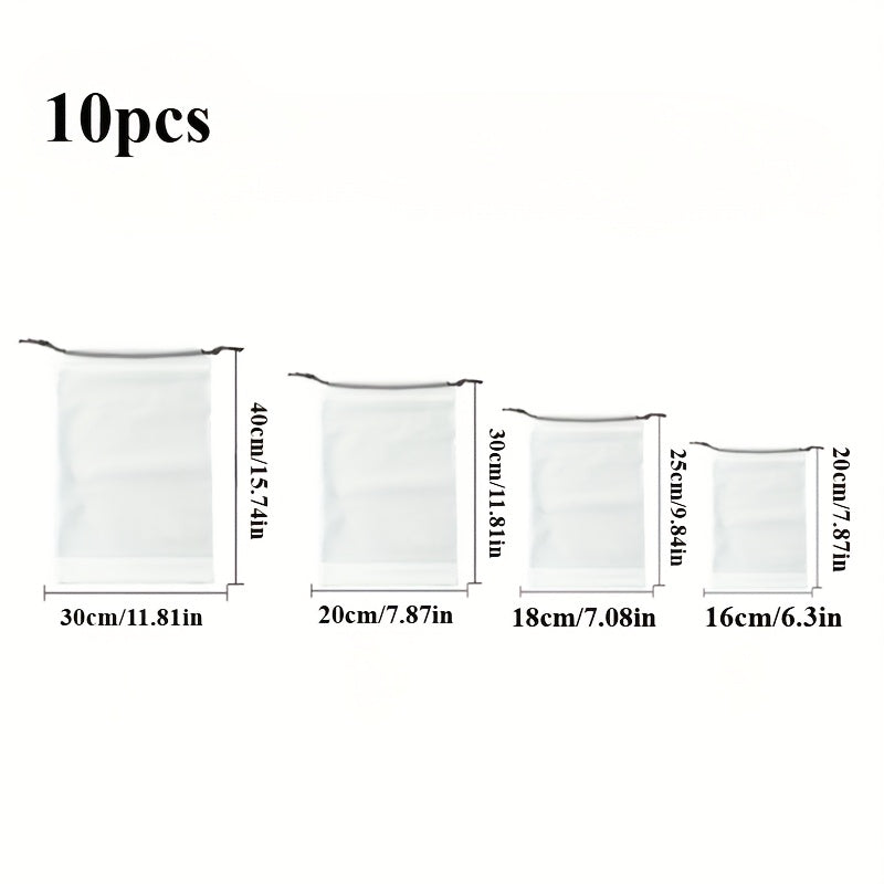 10pcs Shoe Bags for Travel, Clear Travel Shoe Bags for Packing, Large Portable Drawstring Travel Shoe Storage Bag Travel Essentials for Women and Men