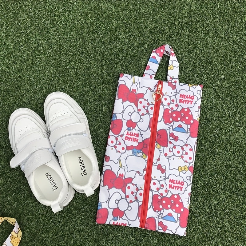 Cute Cartoon Print Shoe Bag - Foldable Zipper Pouch with Vibrant Character Designs, Perfect for Travel & Storage, Travel Essentials Bag | Playful Accessory | Durable Fabric, Shoe Storage Organizer